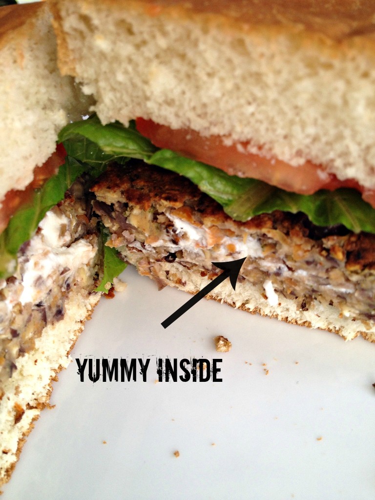 Goat Cheese Stuffed Black Bean Burger #15MinuteSuppers