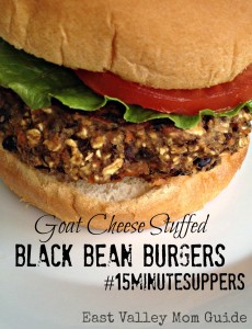 Goat Cheese Stuffed Black Bean Burgers #15MInuteSuppers