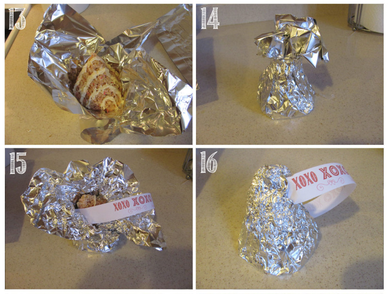 Wrap each "kiss" in foil and add a tag to finish it off. 