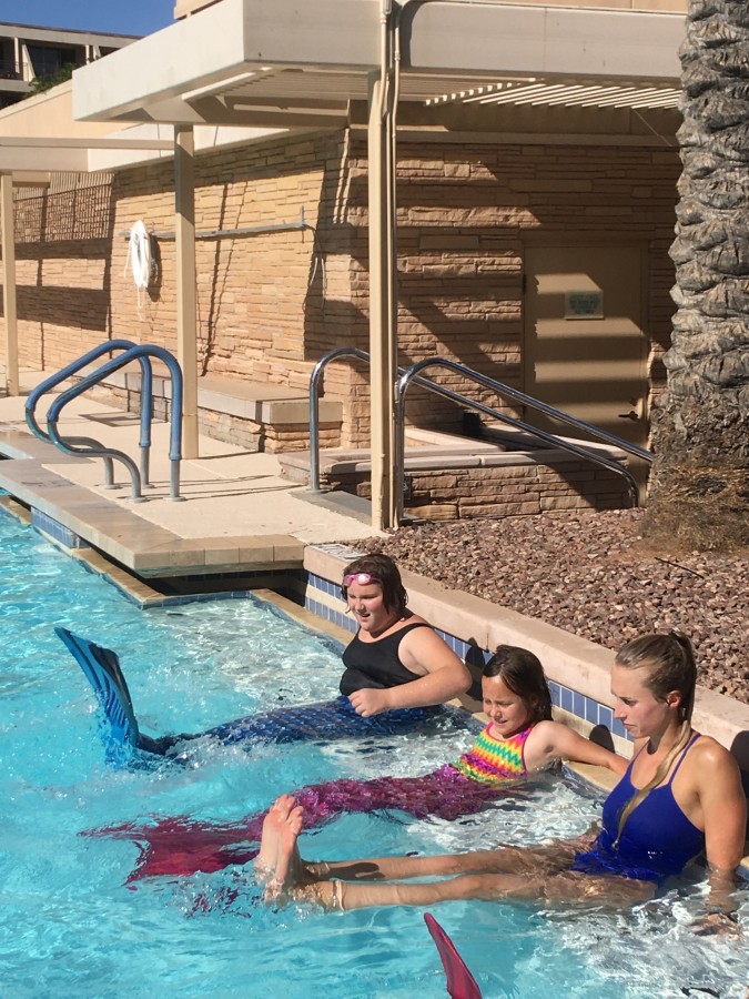 Swim like a mermaid class at the Phoenician with Aquamermaids.