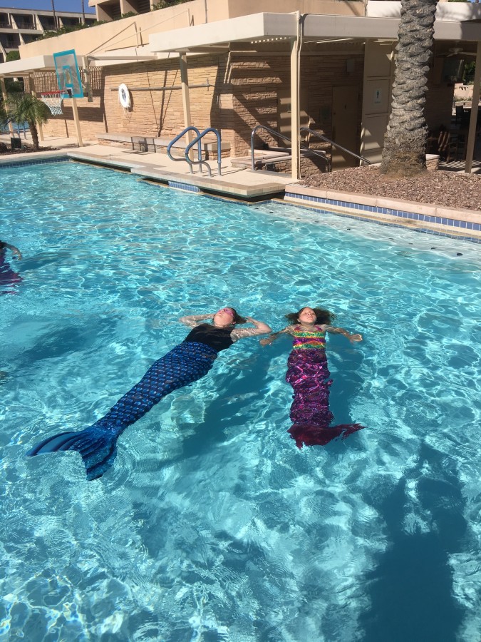 Swim like a mermaid class at the Phoenician with Aquamermaids.